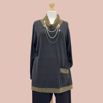 Maglia Collo Chunky Lamè